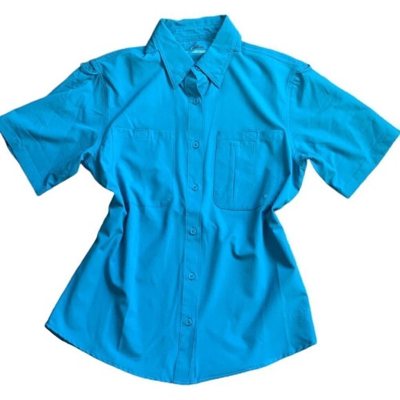 World Wide Sportsman Activewear Fishing Button Up Shirt Women S Blue 133B - Picture 6 of 16